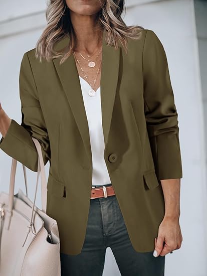 Womens Casual Blazers Open Front Long Sleeve Work Office Suit Jackets Blazer