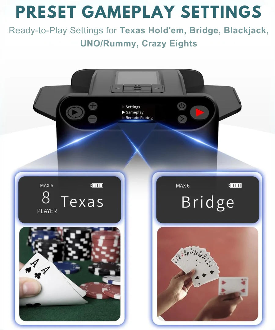 🎉2025 Hot Sale 🎉2-in-1 Automatic Card Shuffler & Dealer With 4 Card Drawing Remotes