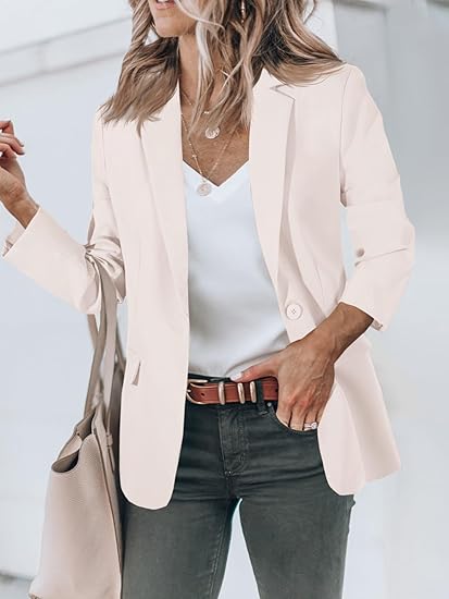 Womens Casual Blazers Open Front Long Sleeve Work Office Suit Jackets Blazer