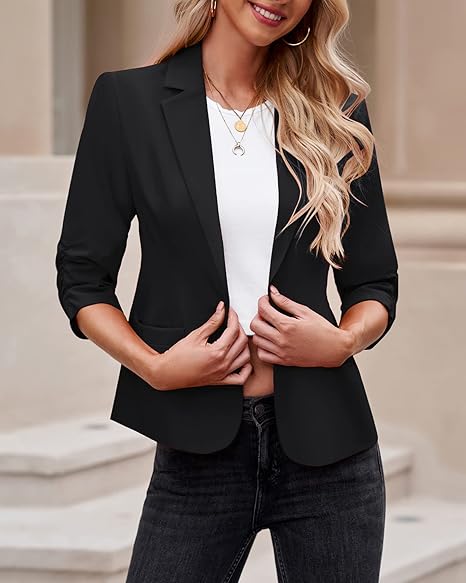 Women Suit Jackets Dressy 3/4 Sleeve Blazer Business Casual Outfits for Work