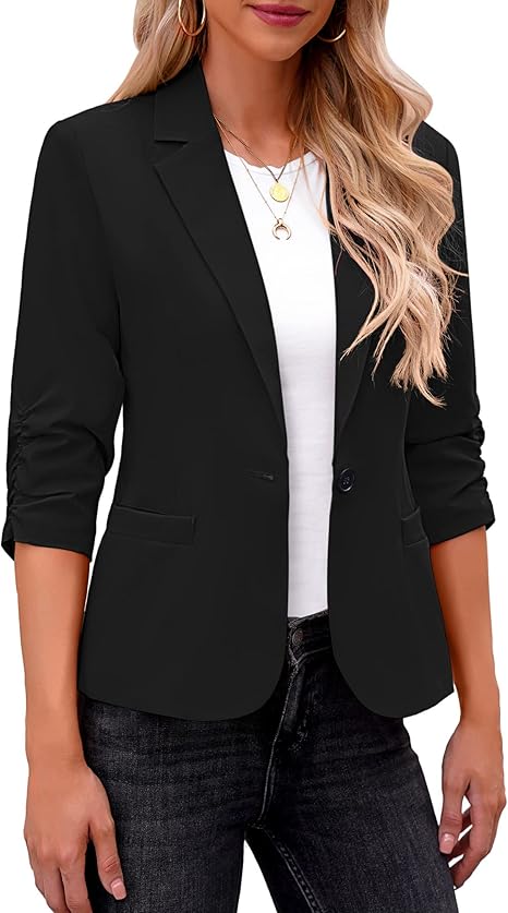 Women Suit Jackets Dressy 3/4 Sleeve Blazer Business Casual Outfits for Work