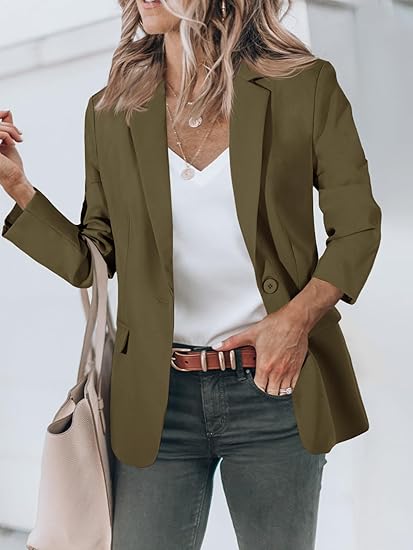 Womens Casual Blazers Open Front Long Sleeve Work Office Suit Jackets Blazer