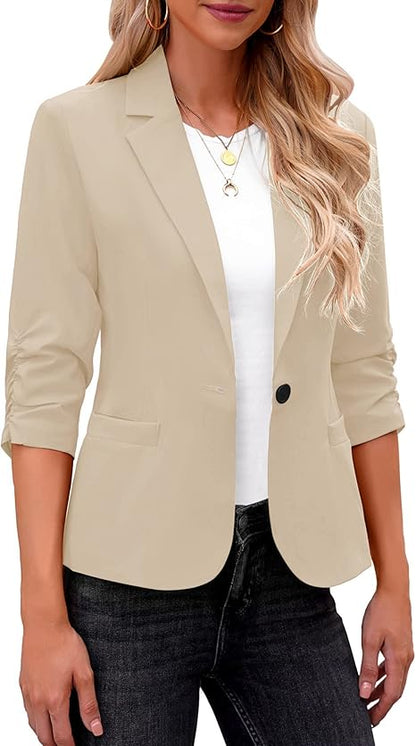 Women Suit Jackets Dressy 3/4 Sleeve Blazer Business Casual Outfits for Work