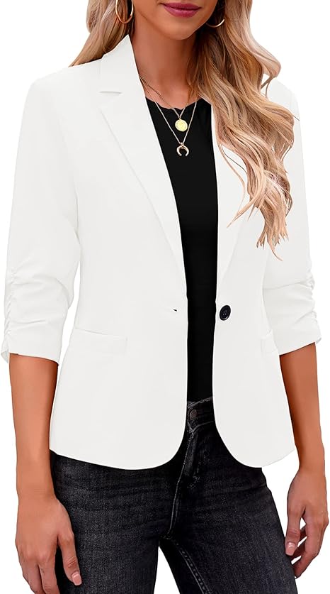 Women Suit Jackets Dressy 3/4 Sleeve Blazer Business Casual Outfits for Work