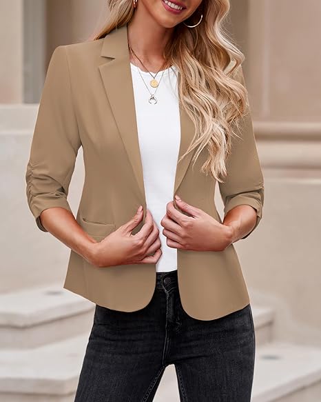 Women Suit Jackets Dressy 3/4 Sleeve Blazer Business Casual Outfits for Work